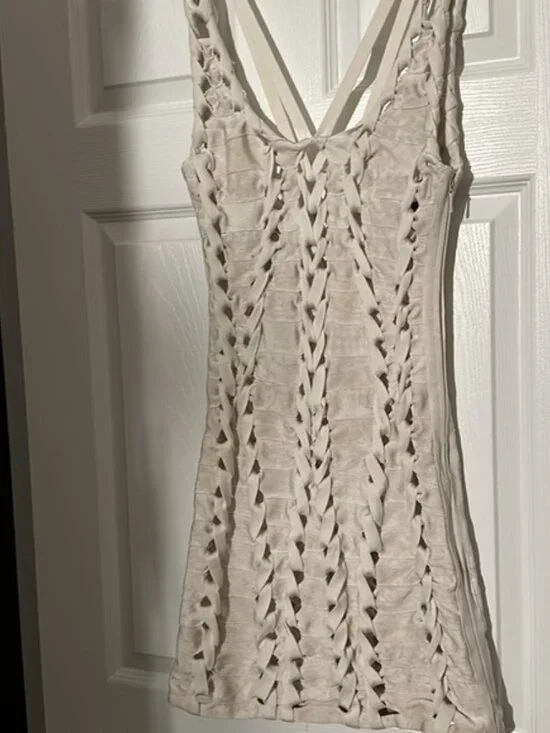 Herve Leger Cream Mini Dress - Picture 5 of 14